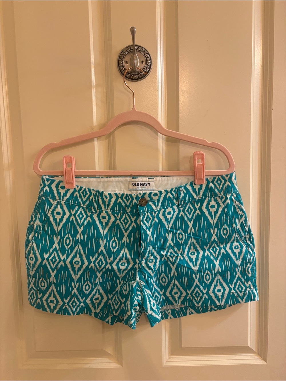 Old Navy Teal and White Ikat Casual Shorts